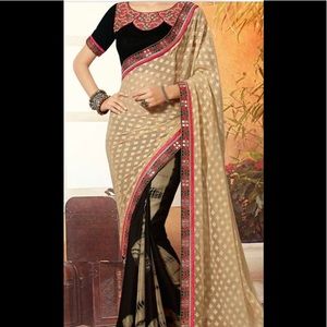 Andaaz Georgette Satin Saree Black Velour Blouse